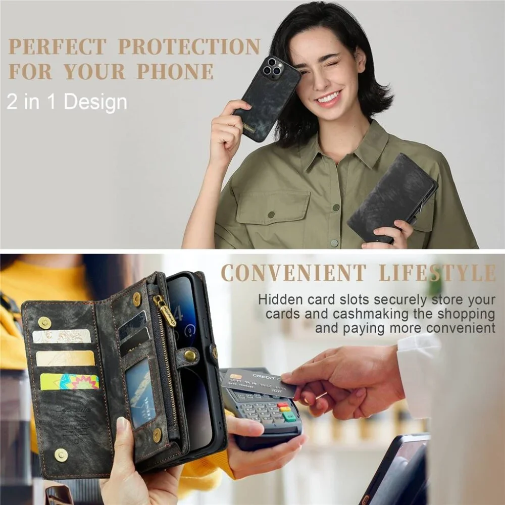 CaseMe 008 Detachable 2-in-1 PU Leather Wallet Phone Case for iPhone 13 ProMax M